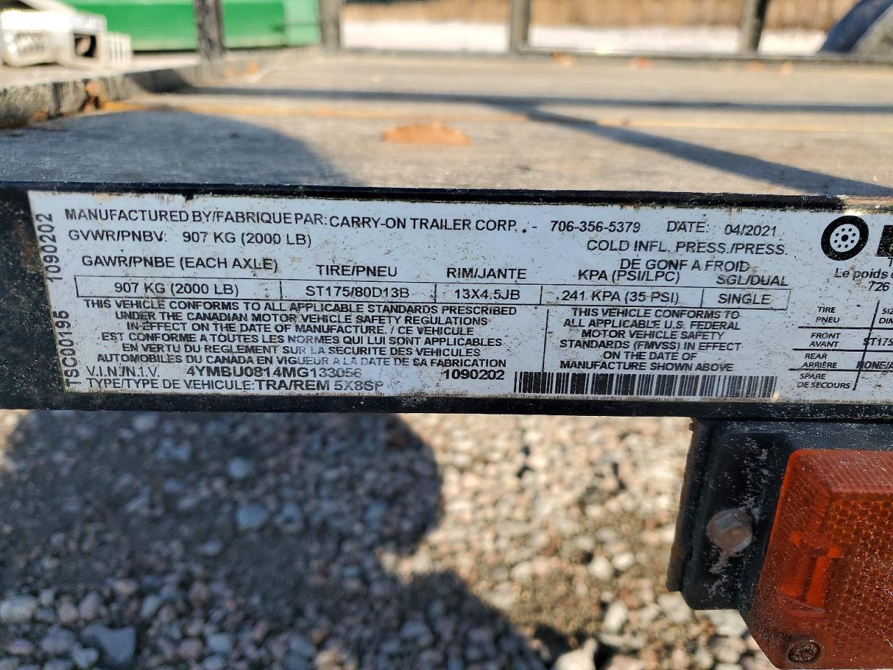 2020 Unknown 2020 CARRY-ON  5X8SP Utility Trailer