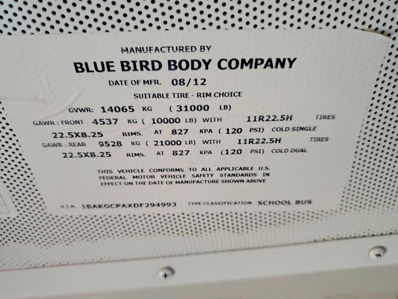 2013 Bluebird Vision-School Bus