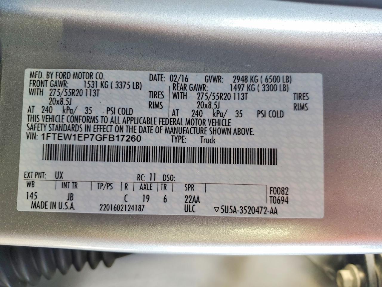 2016 Ford F150 Supercrew