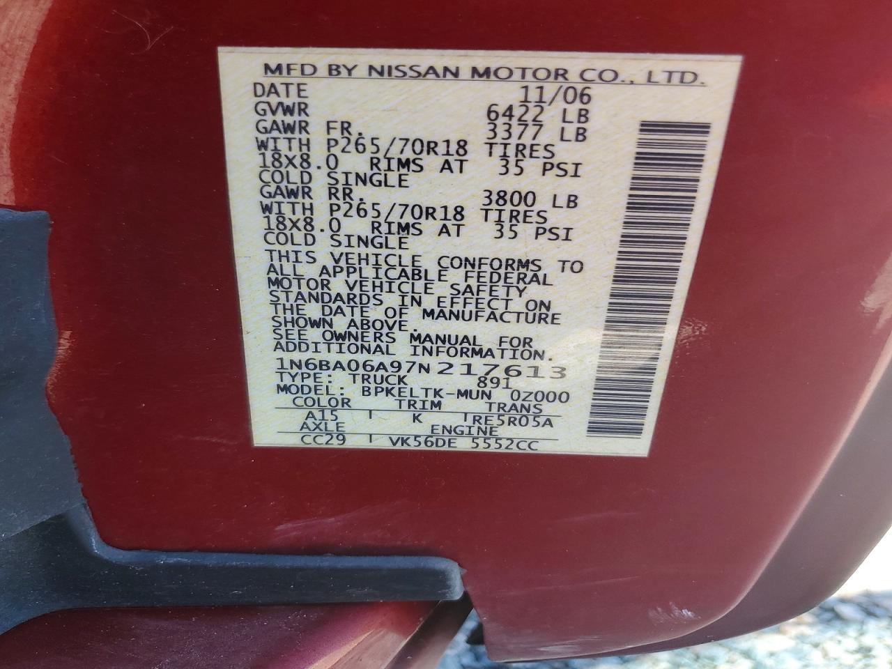 2007 Nissan Titan XE FFV