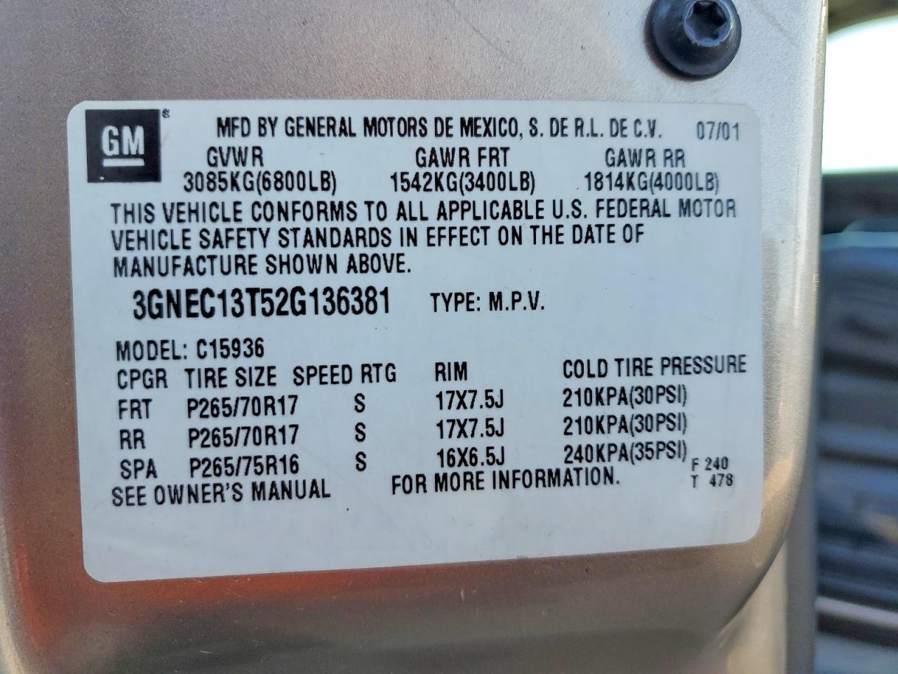 2002 Chevrolet Avalanche C1500