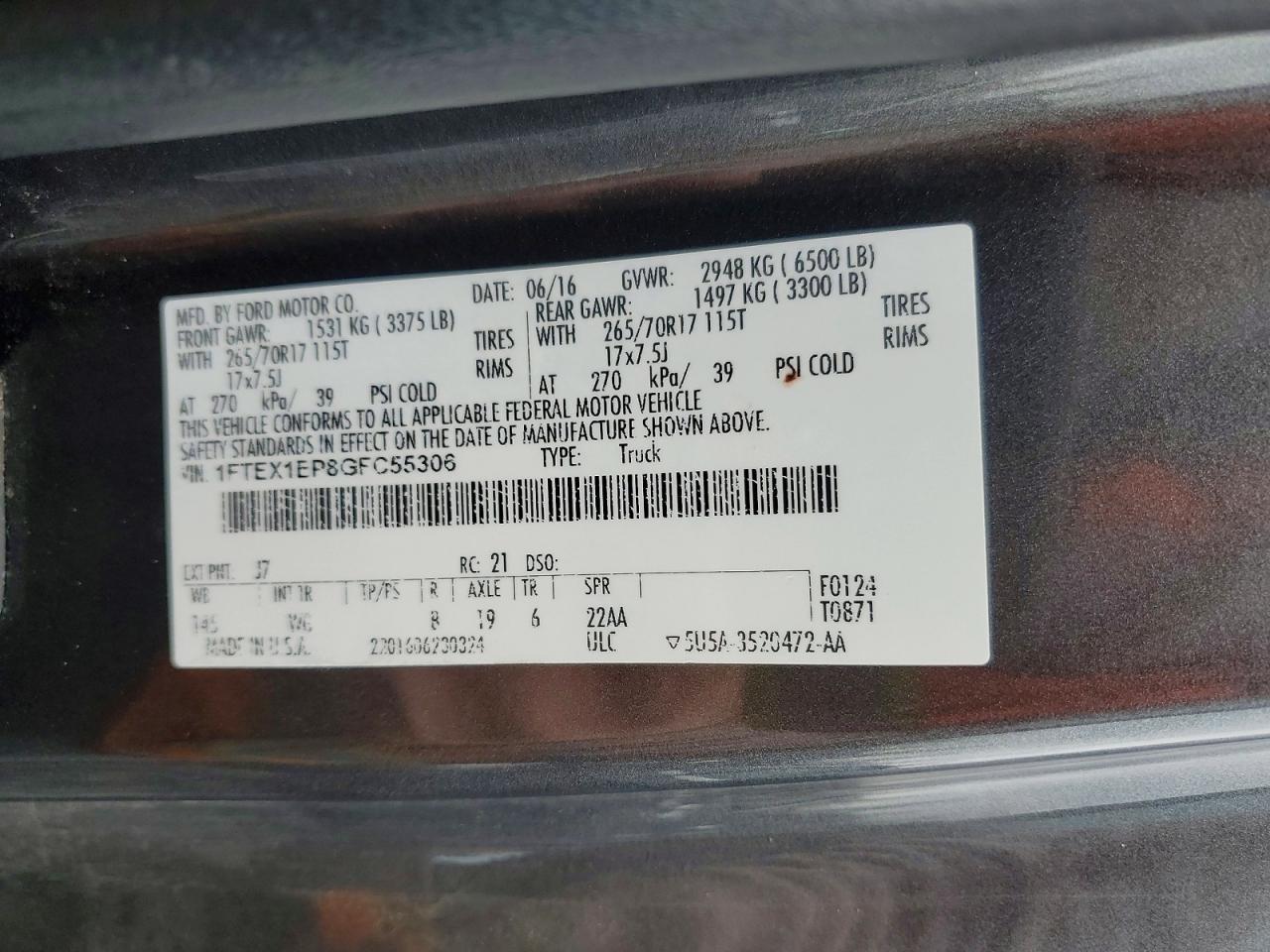 2016 Ford F150 Super cab