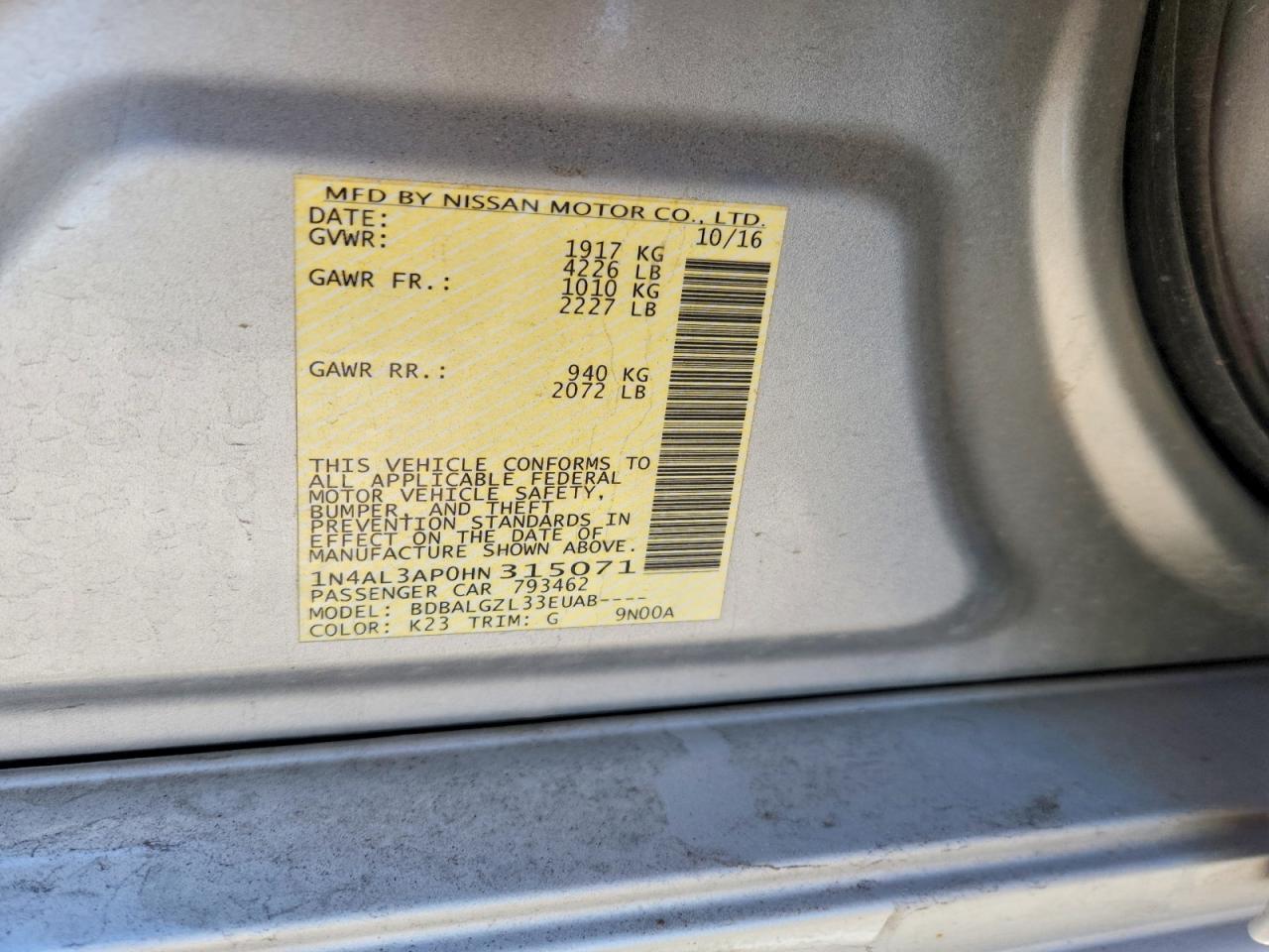 2017 Nissan Altima 2.5 s