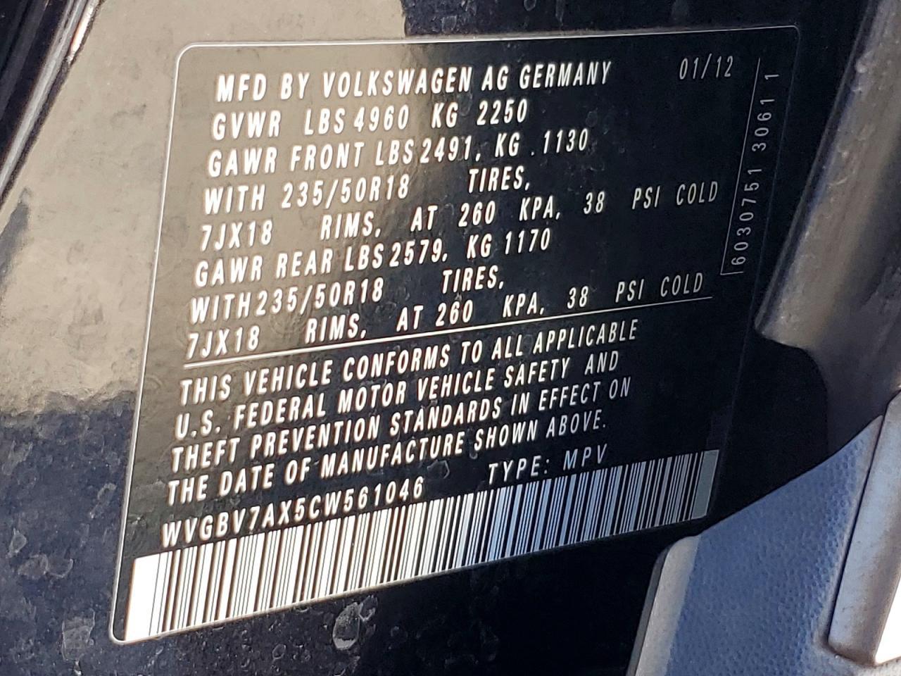 2012 Volkswagen Tiguan s