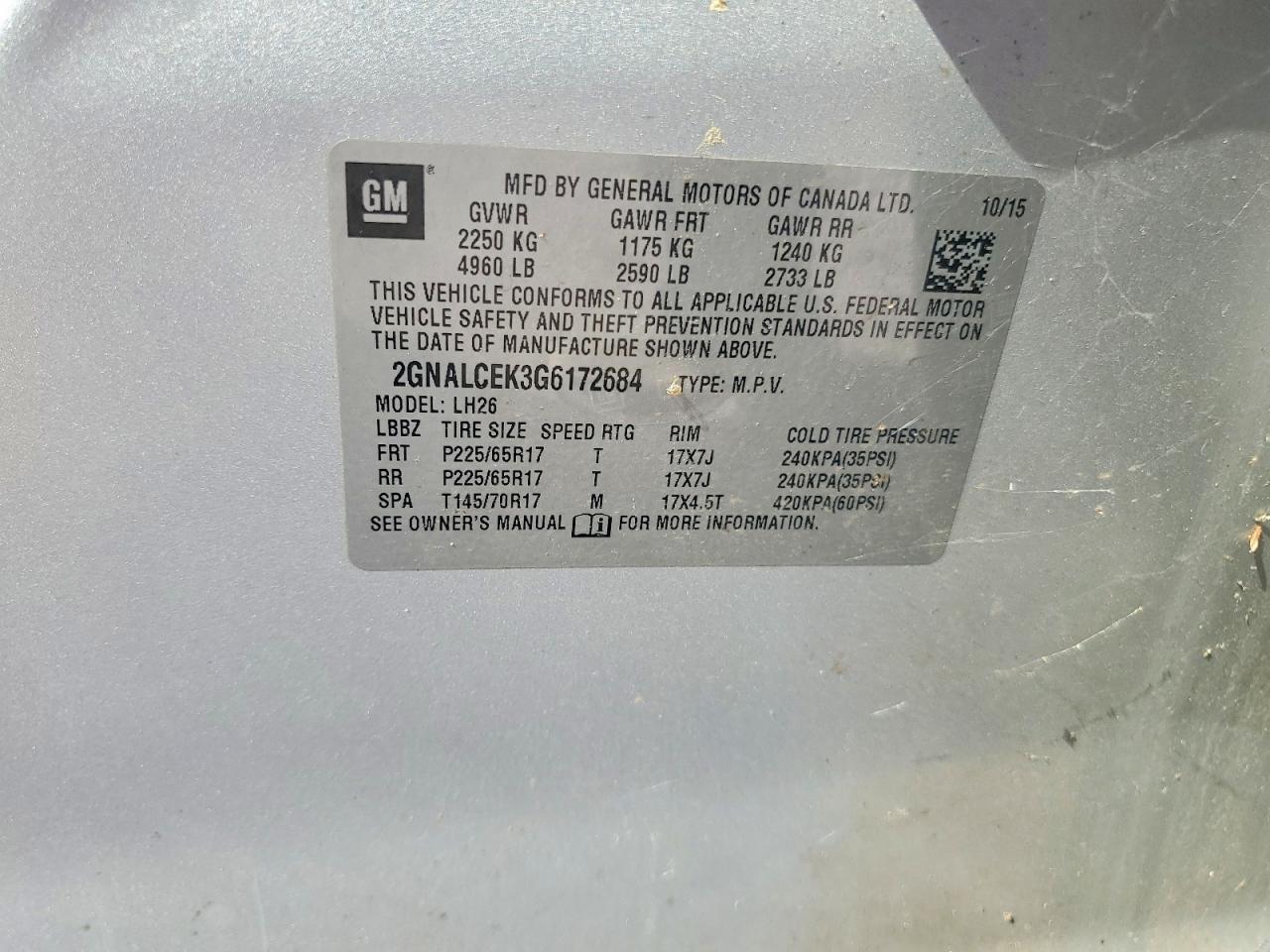 2016 Chevrolet Equinox lt