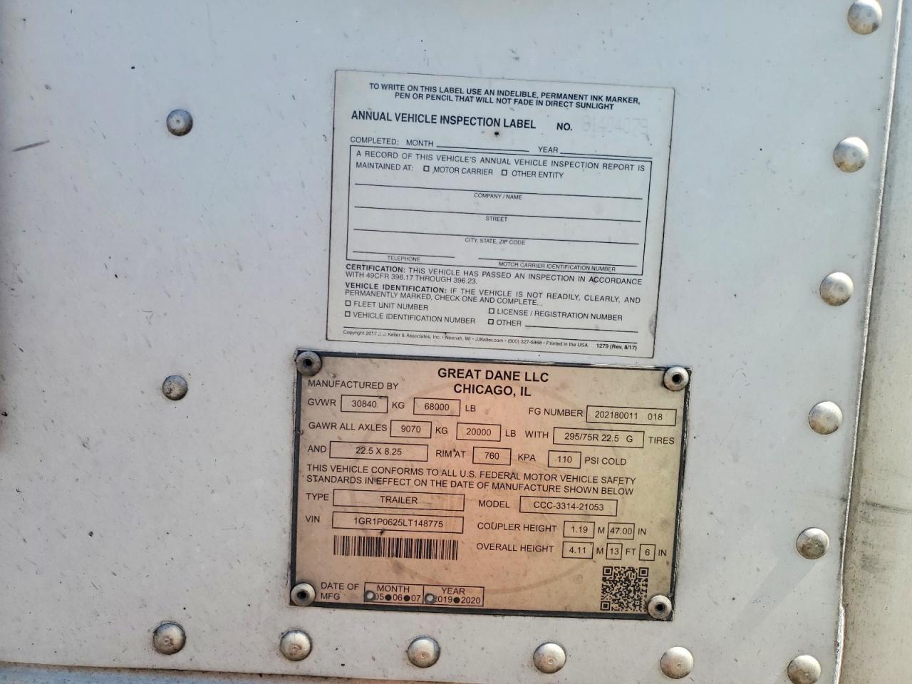 2020 Great Dane CCC-3314-21053 DRY Van Trailer