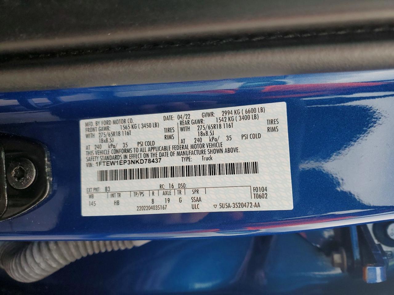 2022 Ford F150 Supercrew