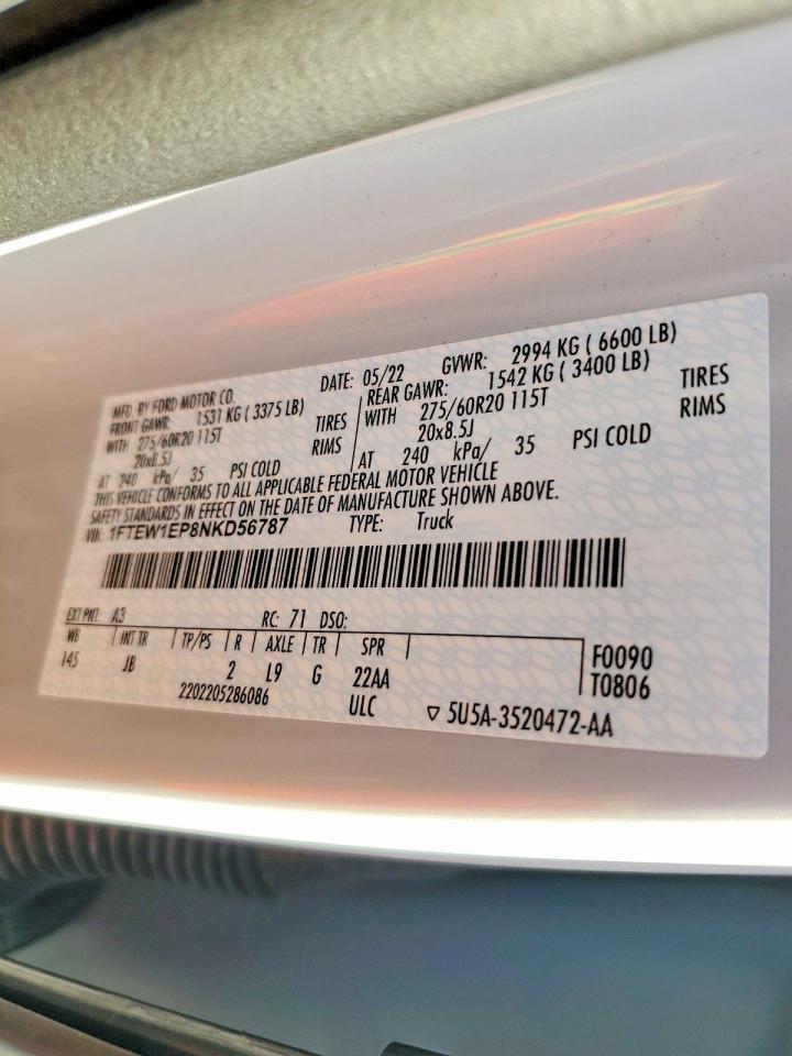 2022 Ford F150 Supercrew