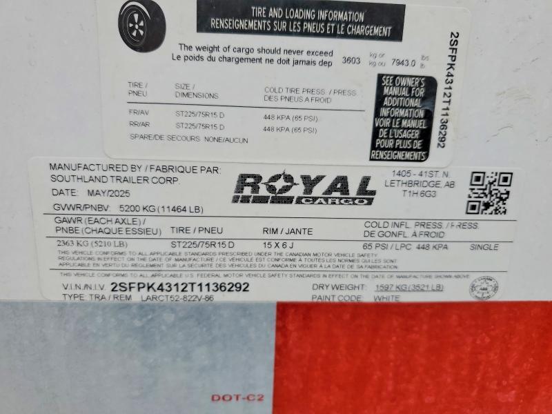 2026 Southland 2026 Royal Cargo LARCT52-822V-86 Enclosed Cargo TR