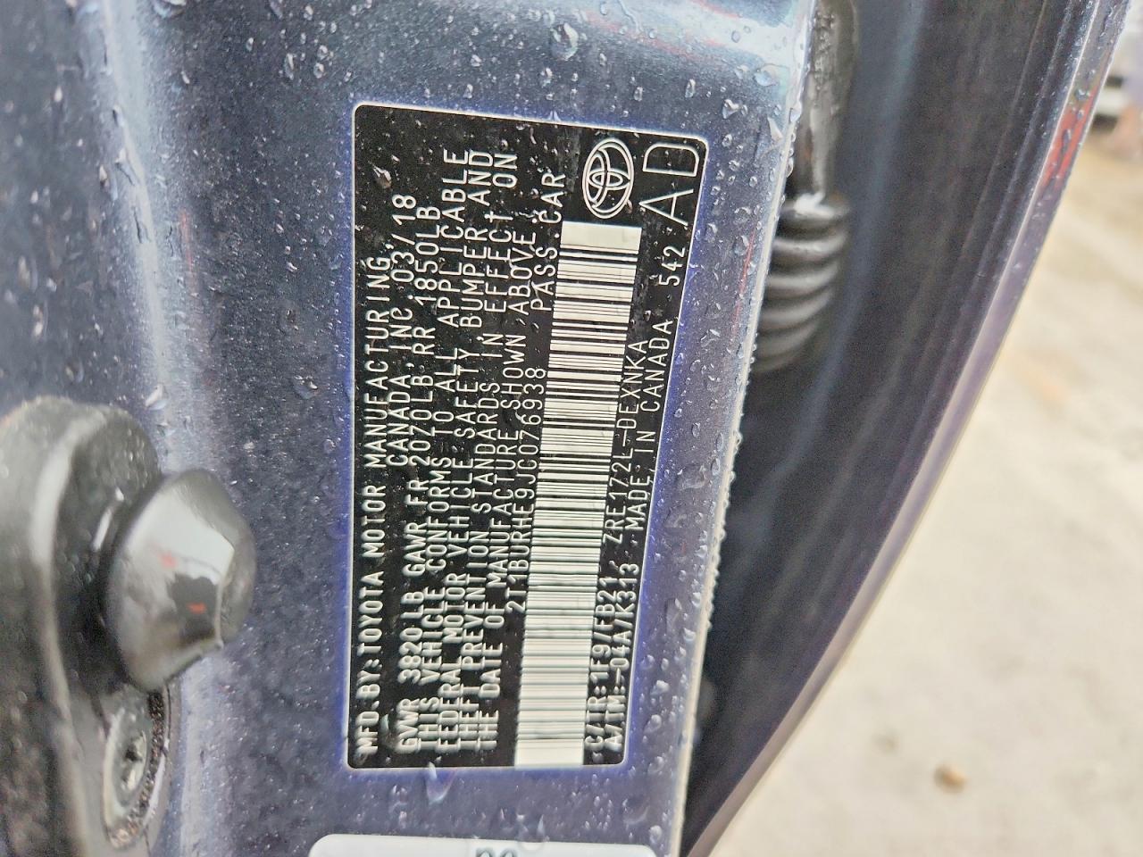 2018 Toyota Corolla le