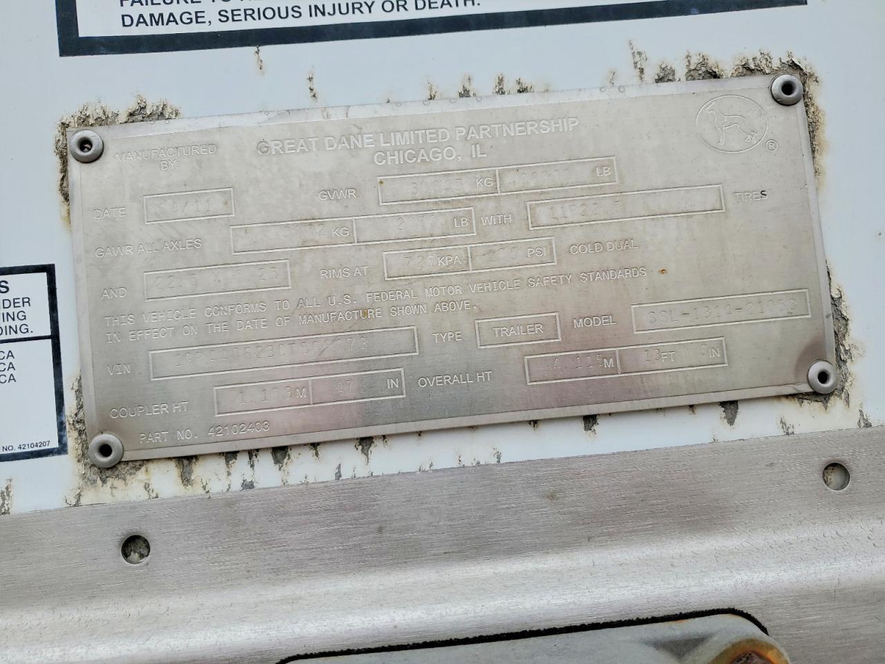 2012 Great Dane 2012 Great Dane SSL-1314-21053 DRY Van Trailer