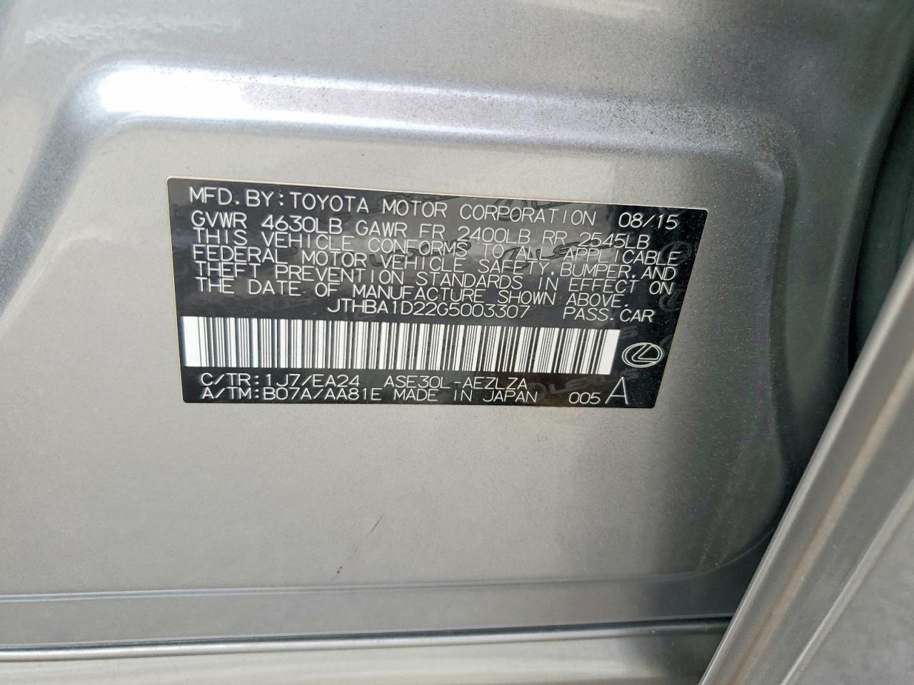 2016 Lexus Is 200t Base
