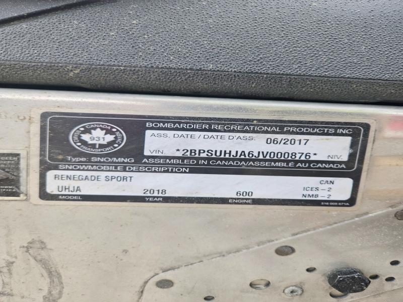 2018 Skidoo Renegade Sport 600