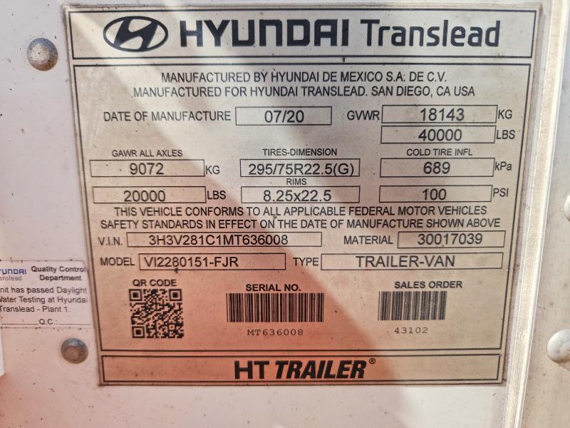 2021 Hyundai Translead Inc 2021 Hyundai Translead VI2280151-FJR DRY Van Trail