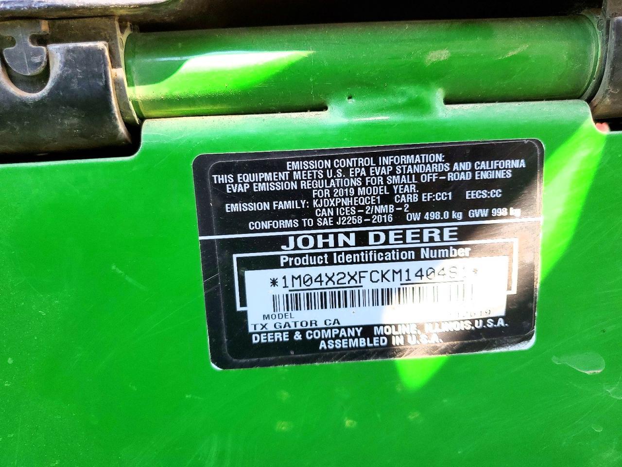2019 John Deere TX Gator Utility Vehicle