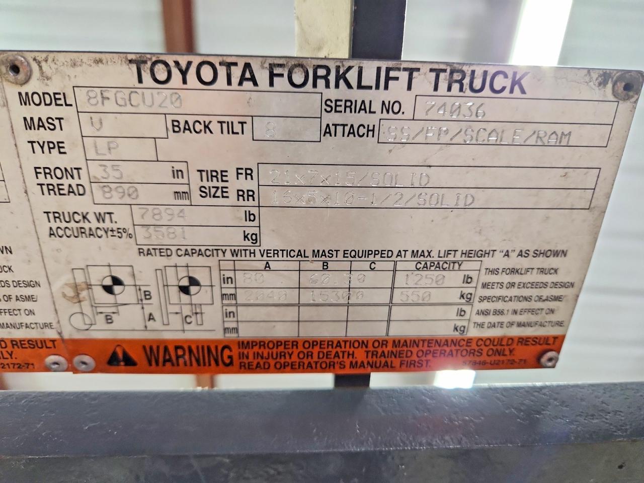2015 Toyota Forklift