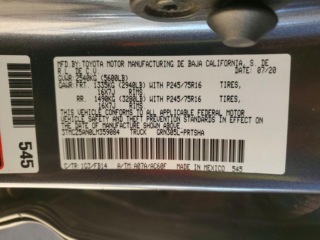 2020 Toyota Tacoma SR V6