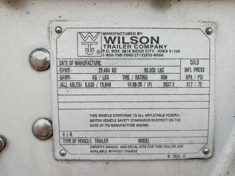 2008 Wilson DWH-550 Grain Trailer