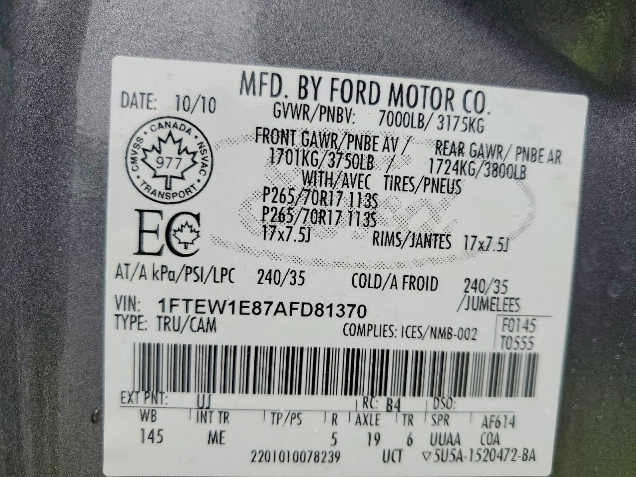 2010 Ford F150 Supercrew