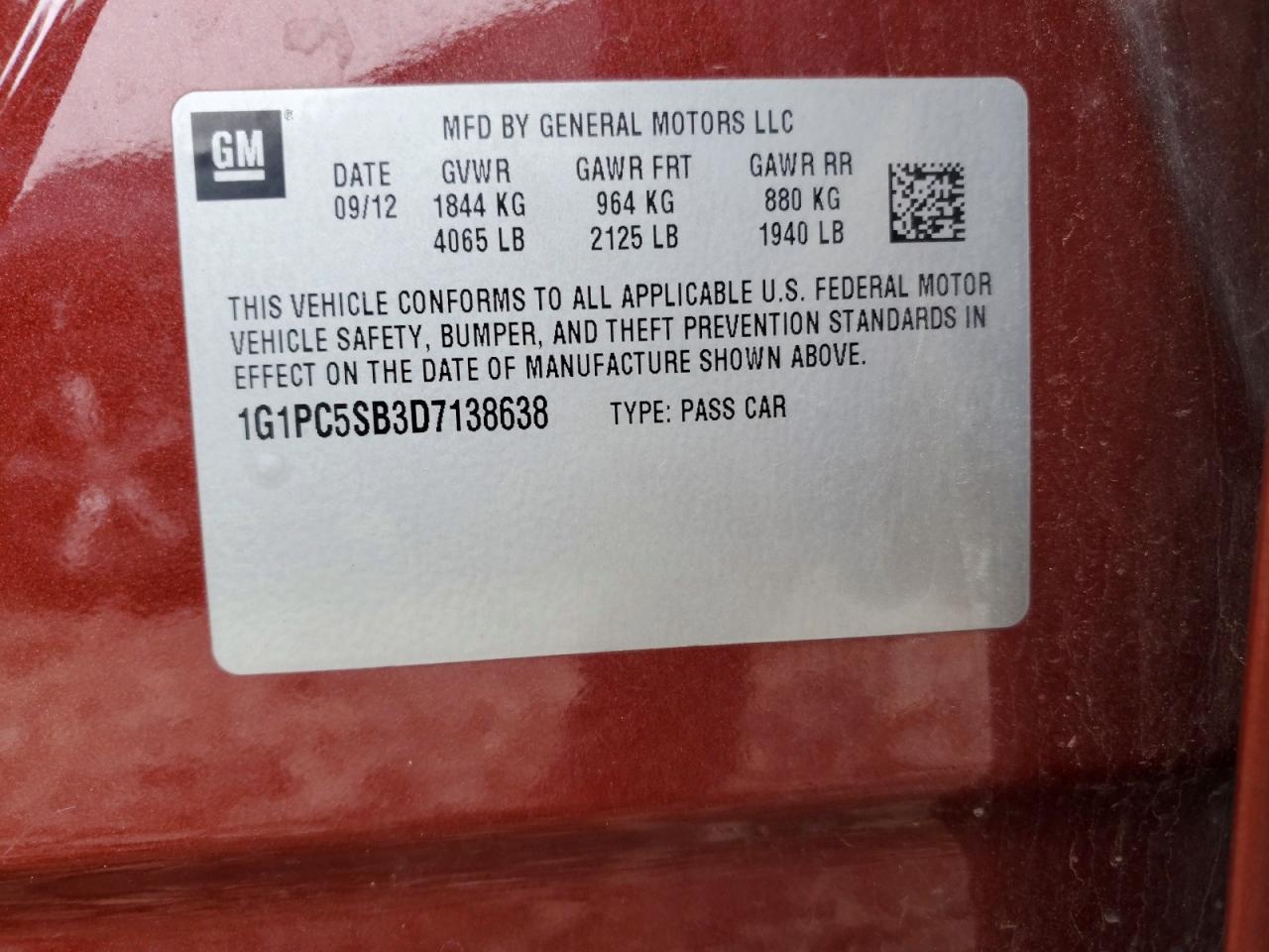 2013 Chevrolet Cruze lt