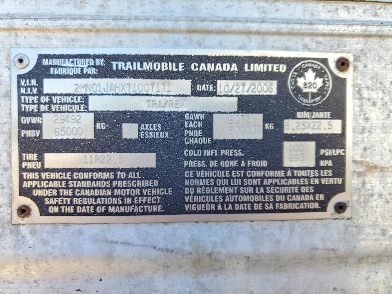 2007 Trailmobile DRY Van Trailer