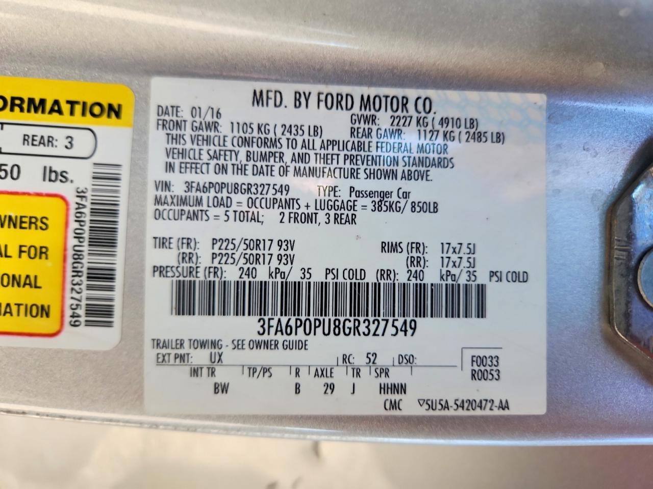 2016 Ford Fusion se Phev