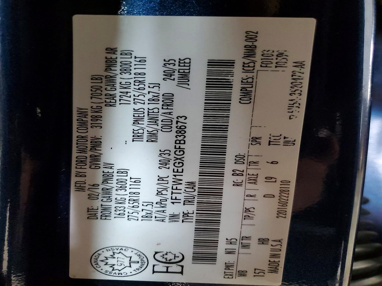 2016 Ford F150 Supercrew