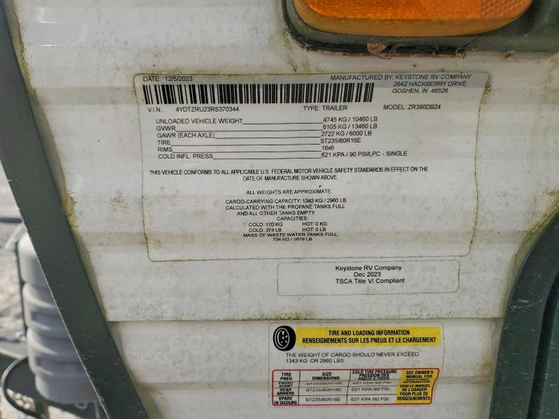 2024 Zinger Zr390db24 Camper