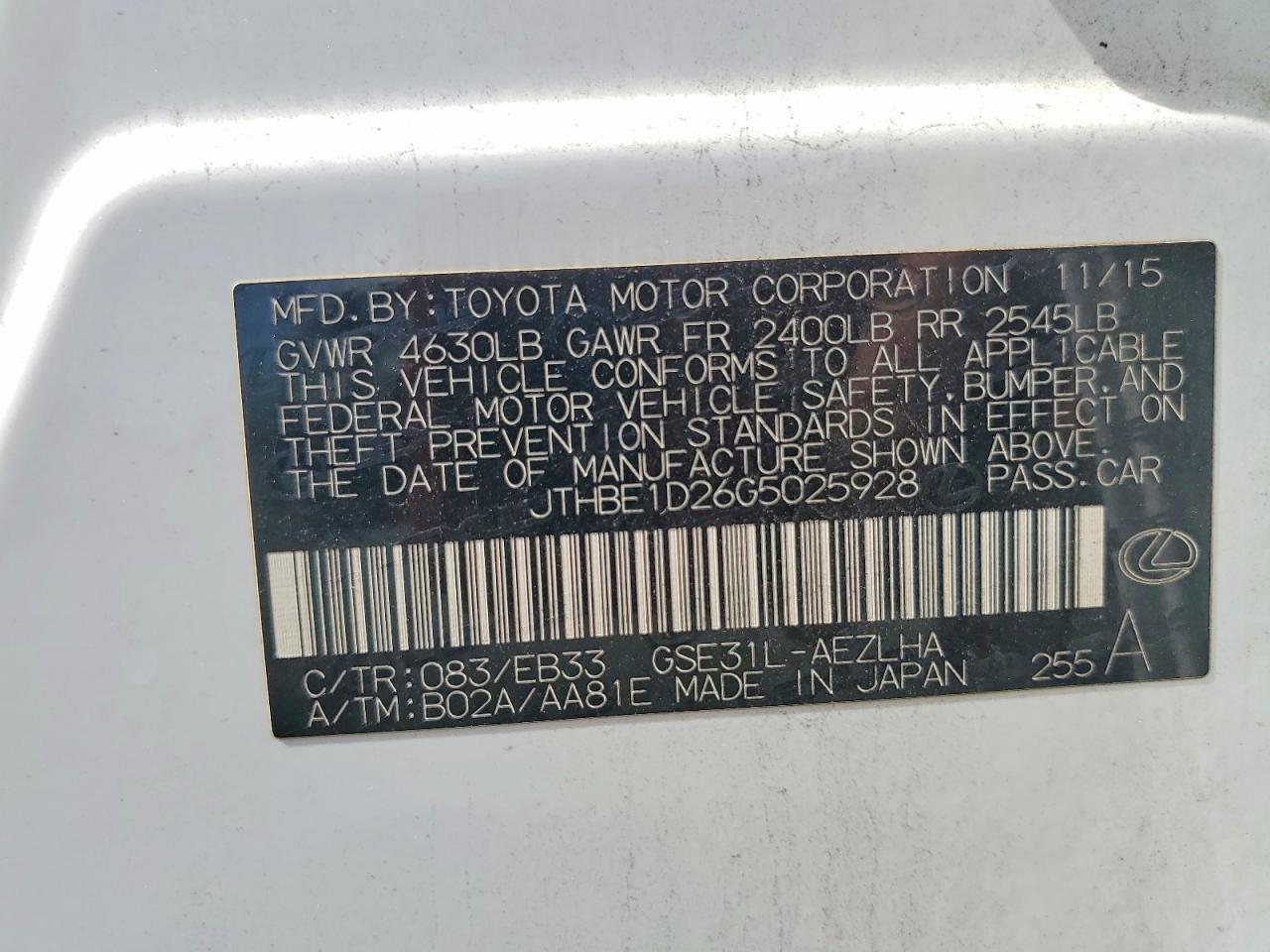 2016 Lexus Is 350 Base
