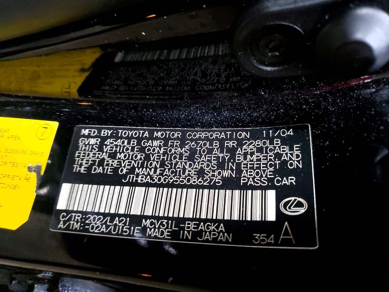 2005 Lexus Es 330 Base