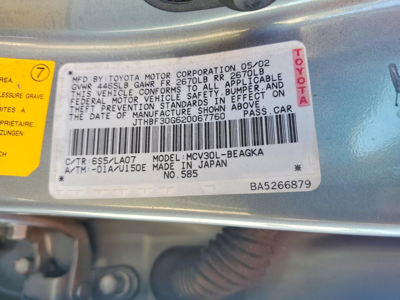 2002 Lexus Es 300 Base