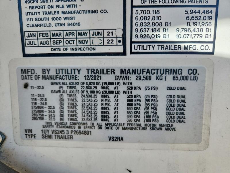 2023 Utility VS2RA Refrigerated Van Trailer
