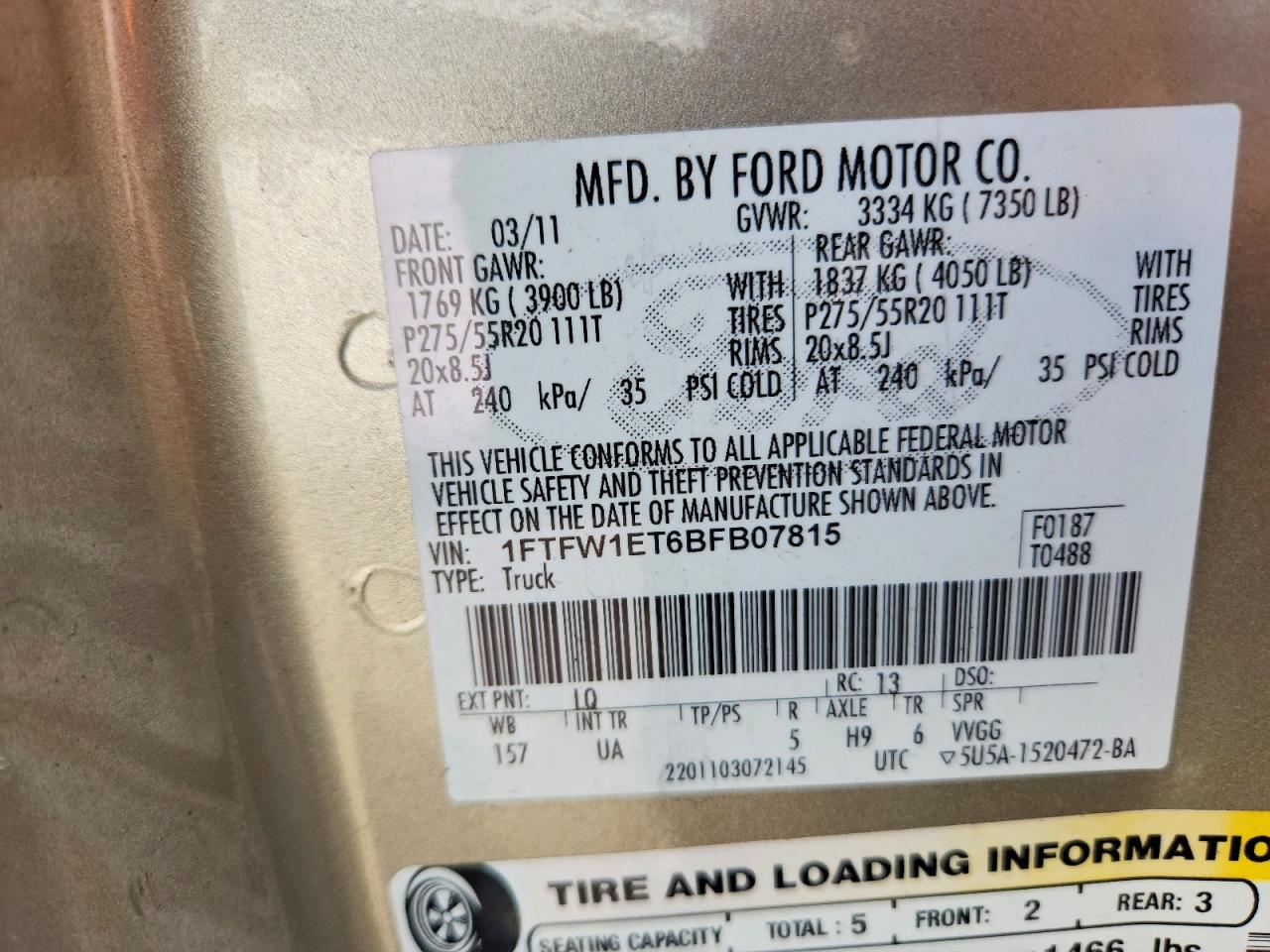 2011 Ford F150 Supercrew