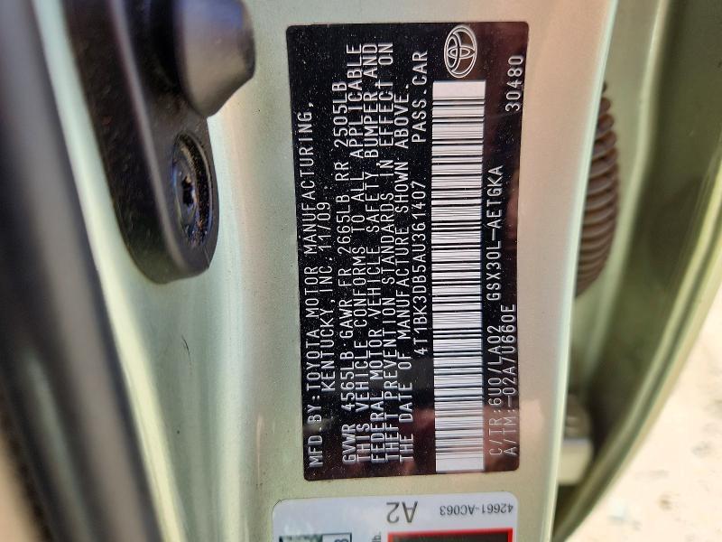 2010 Toyota Avalon xls