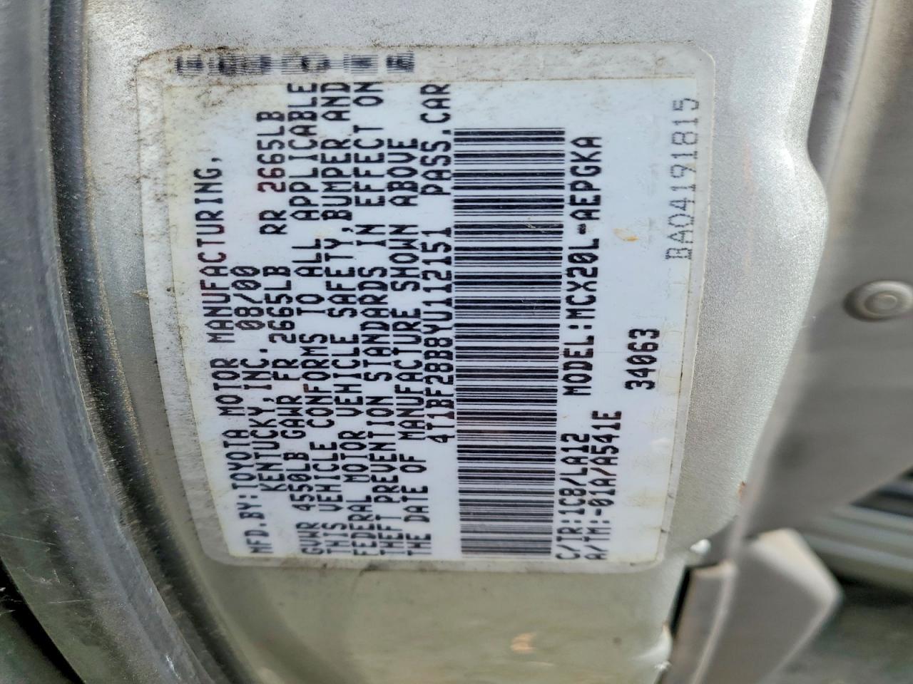 2000 Toyota Avalon xls