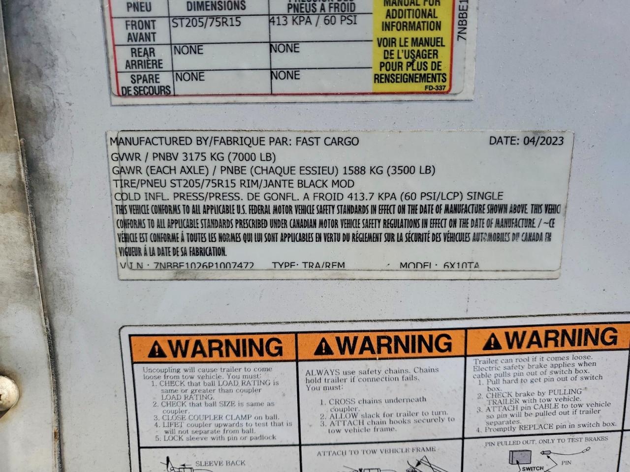 2023 Fast Cargo 6X10TA Enclosed Cargo Trailer
