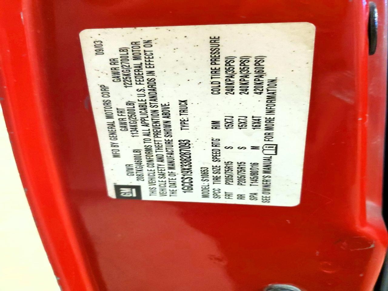 2003 Chev S Truck S10