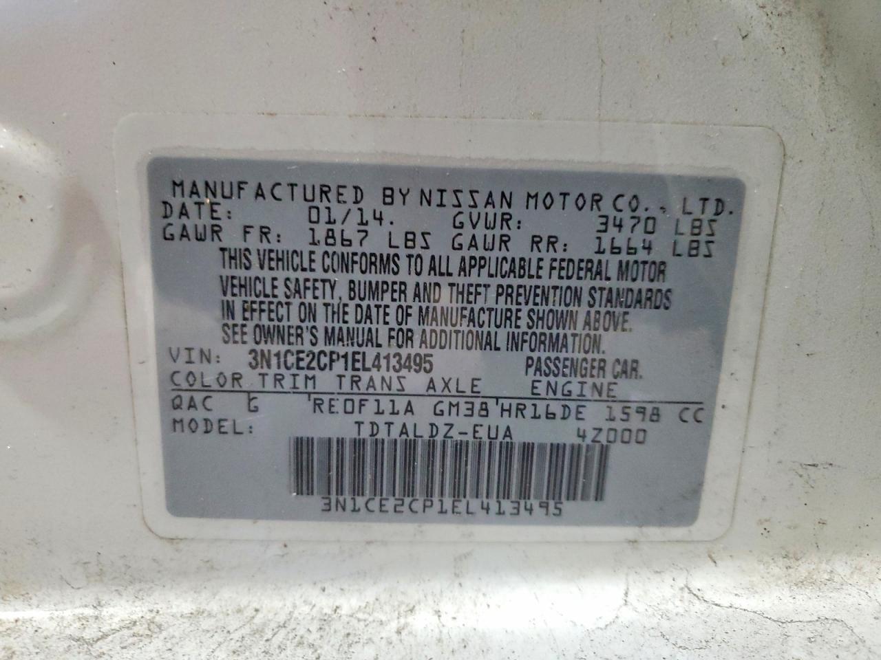 2014 Nissan Versa Note sv