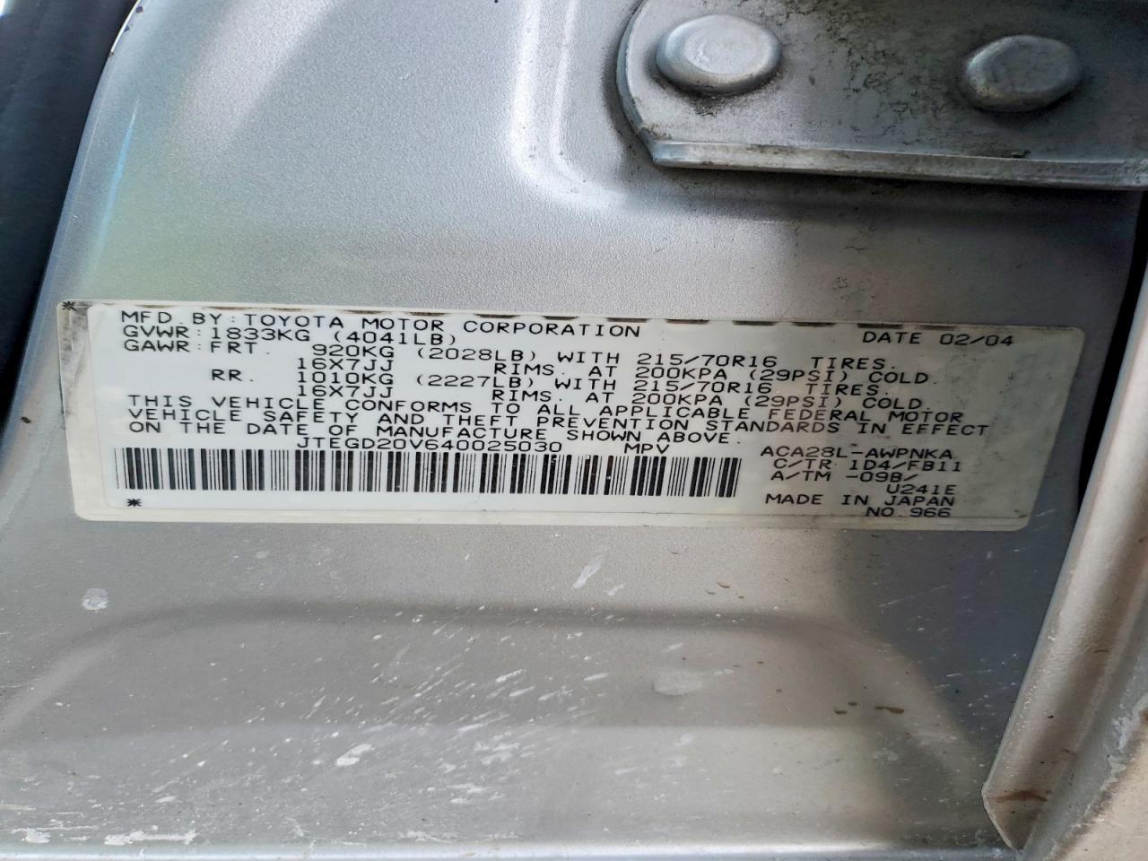 2004 Toyota Rav4 Base