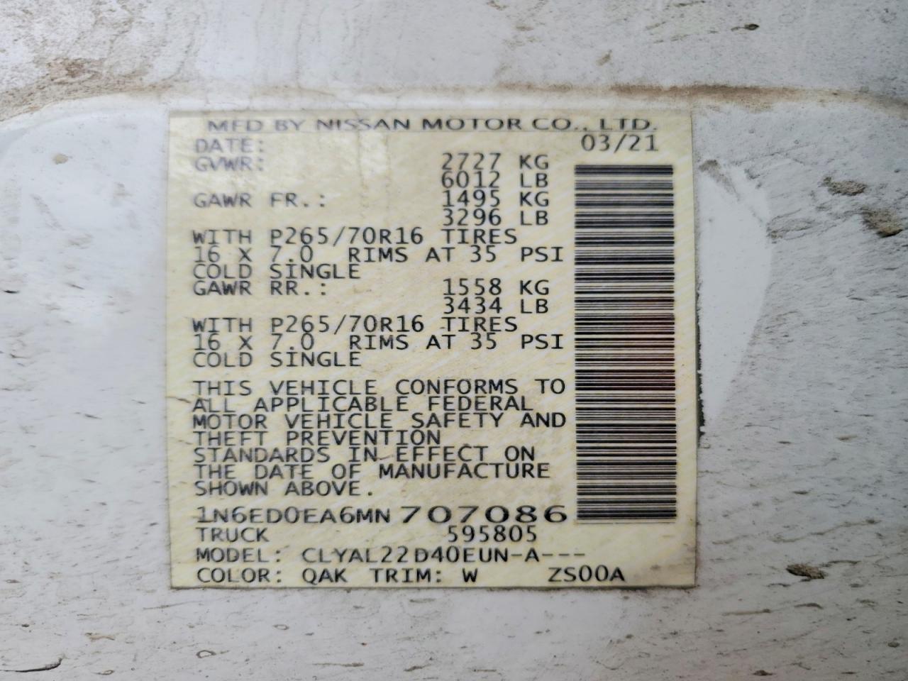 2021 Nissan Frontier SV