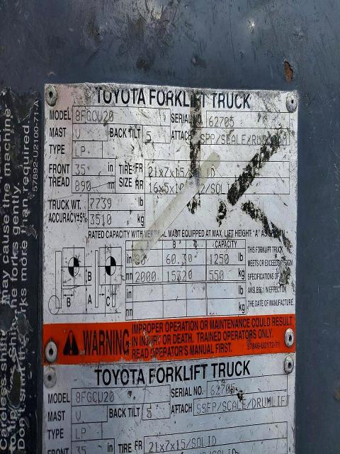 2014 Toyota TA 8FGCU20 Forklift