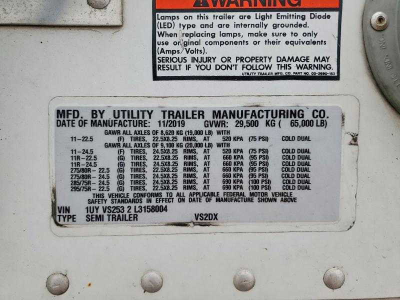 2020 Utility VS2DX DRY Van Trailer