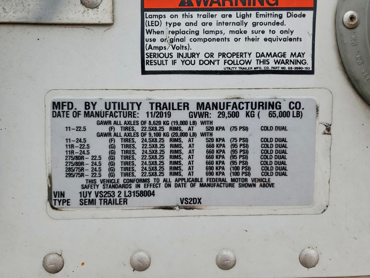 2020 Utility VS2DX DRY Van Trailer