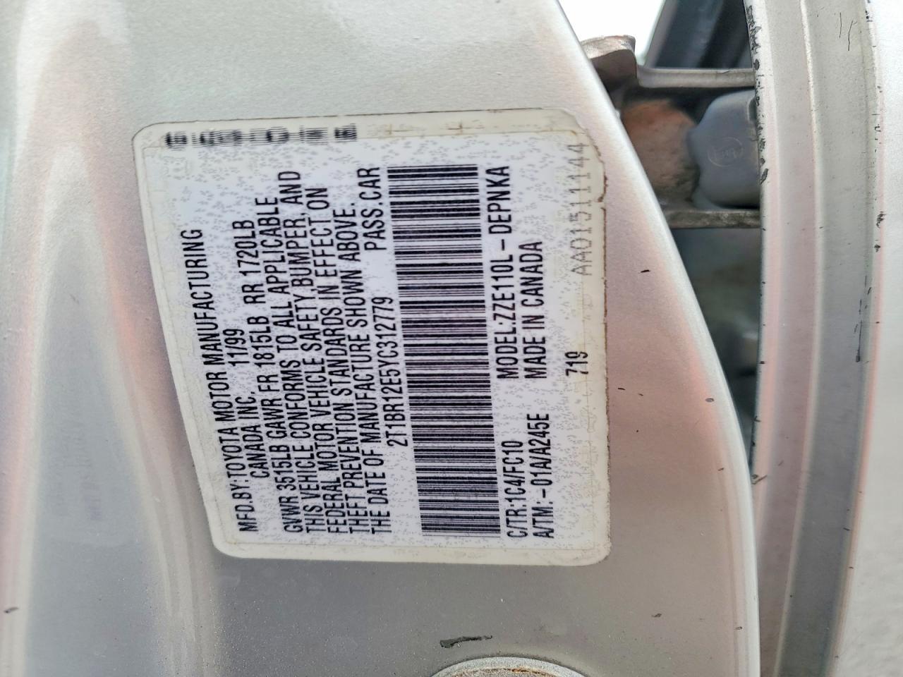 2000 Toyota Corolla ve