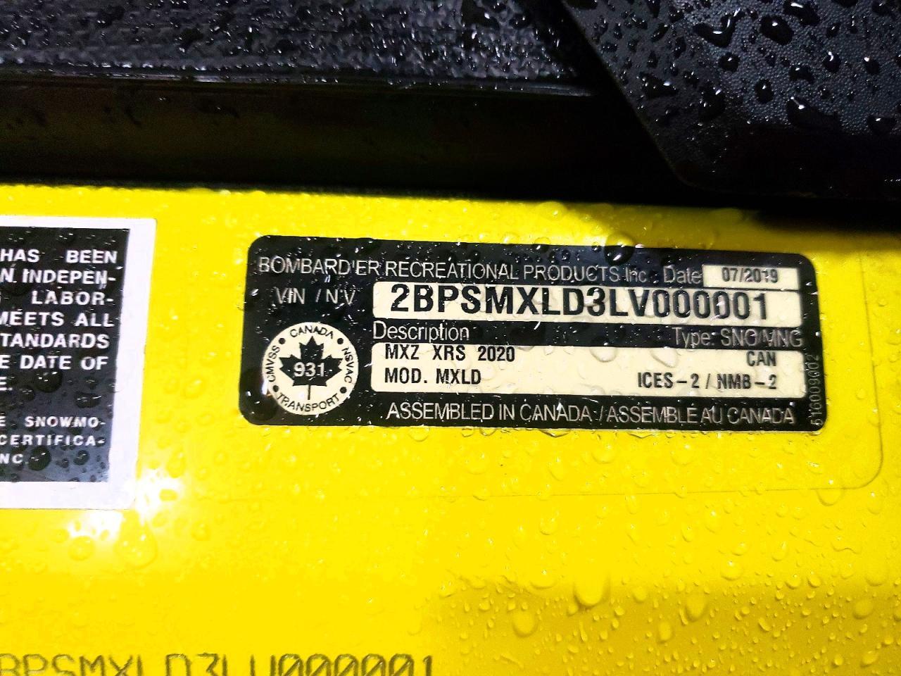 2020 Skidoo 2020 Other MXZ XRS 850