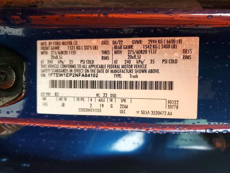 2022 Ford F150 Supercrew