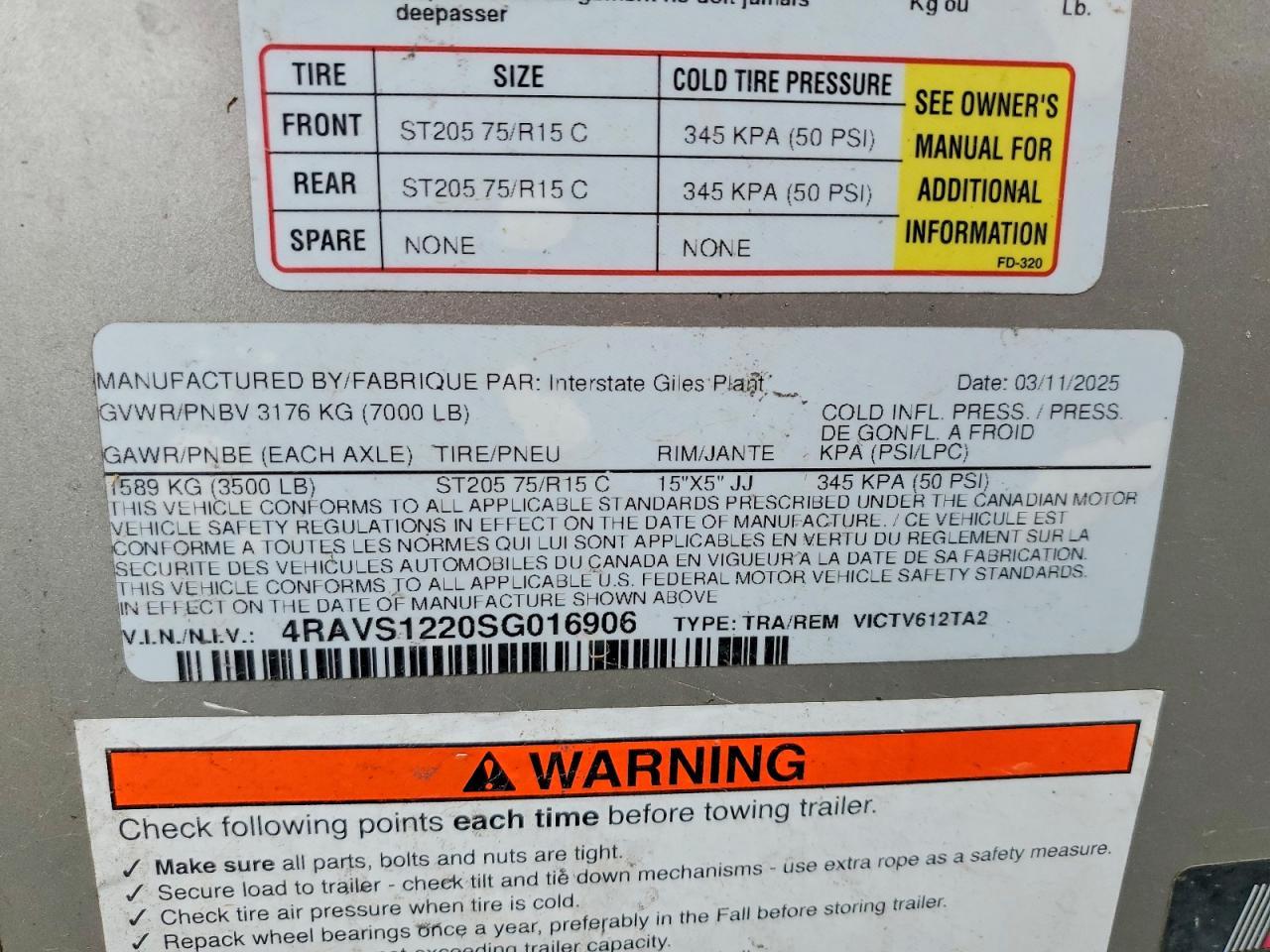 2025 Interstate West Corp 2025 Interstate VICTV612TA2 Enclosed Cargo Trailer