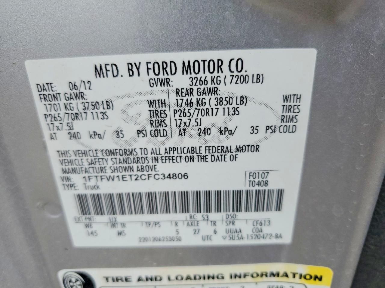 2012 Ford F150 Supercrew