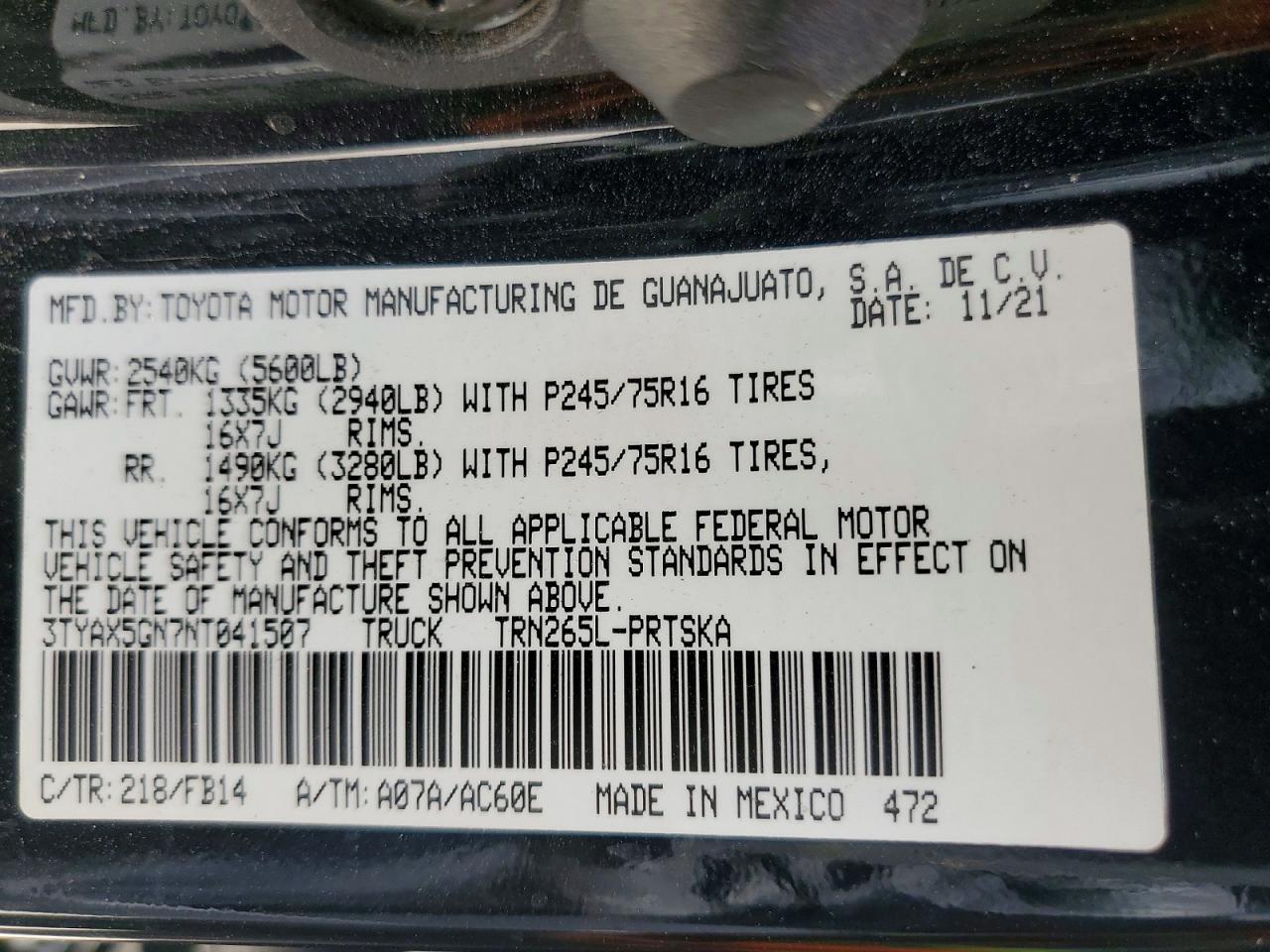 2022 Toyota Tacoma SR