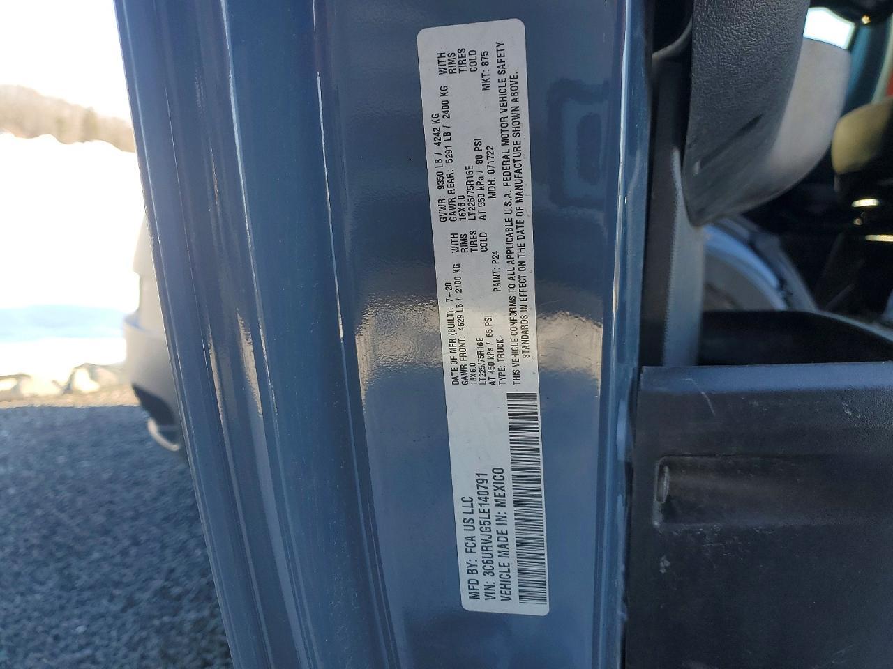2020 Dodge RAM Promaster 3500-Cargo Van ** PRI Fleet * CK E